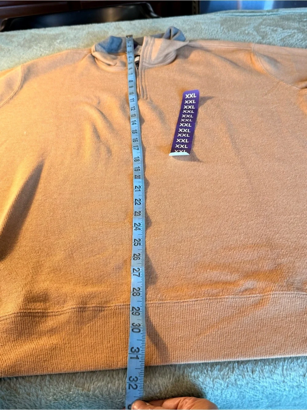 Lands’ End Men’s 2XL Quarter Zip Pullover Camel Ribbed Sweater